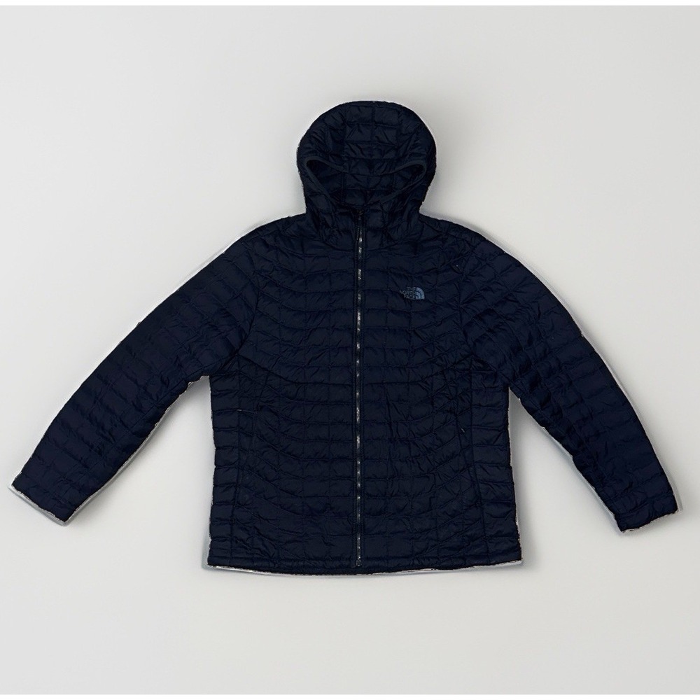 The North Face Thermoball Hooded Jacket Mens XL Navy Blue Puffer Quilted Coat